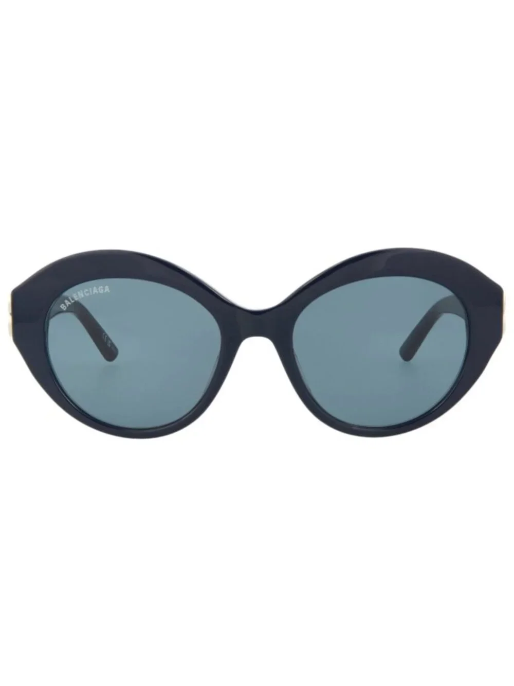 New Balenciaga Women's Sunglasses Round Oval Acetate Frame Blue Silver Blue